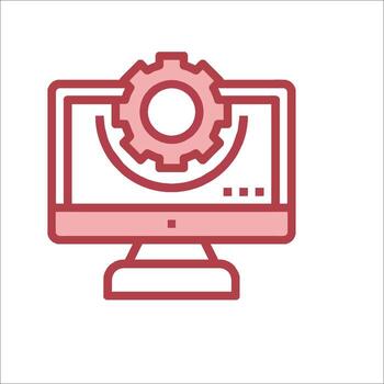 A computer with a gear on it vector