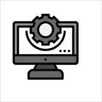 A computer monitor with a gear on it vector