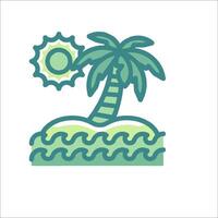 A palm tree and sun on an island vector