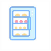 A refrigerator with food inside it on a white background vector
