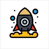 A rocket ship icon with a yellow and black background vector
