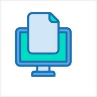 A computer screen with a paper document icon vector