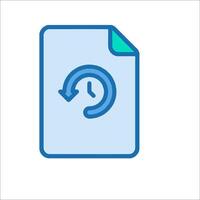 A blue file icon with a clock on it vector