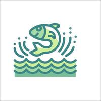Fish jumping out of the water icon vector