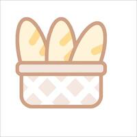 A basket of bread with a white background vector
