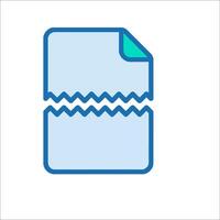 A blue and green icon of a sheet of paper vector