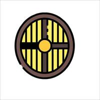 A yellow and black wheel with a yellow stripe vector