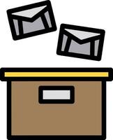 A box with two envelopes flying out of it vector