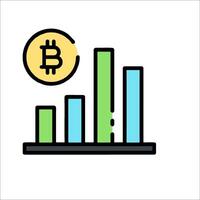 Bitcoin graph icon with a bar chart vector