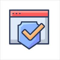 A shield icon with a check mark on it vector