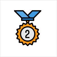 The medal for the second place is shown in a flat line vector