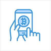 Bitcoin icon on smartphone vector