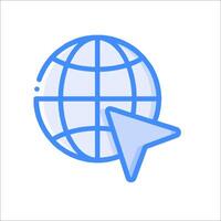 A globe with a blue arrow pointing to it vector
