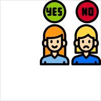 Two people with the words yes and no on them vector