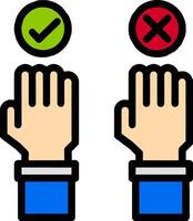 Two hands with crossed check marks on them vector