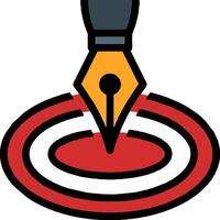 A pen and a target on a white background vector