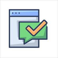 A check mark and a green tick on a computer screen vector