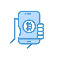 Bitcoin icon on smartphone vector