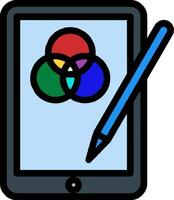 A tablet with a pen and a colored circle vector