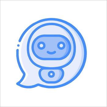 A robot in a speech bubble with a smiley face vector