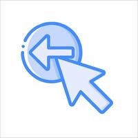 A blue arrow pointing to a button vector