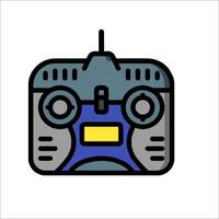 A remote control with a blue and yellow button vector