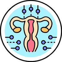 The uterus is shown in a circle with dots around it vector