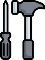 A hammer and screwdriver icon vector