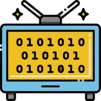 An old television with binary code on it vector