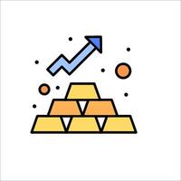 Gold bar icon with arrow and gold bars vector