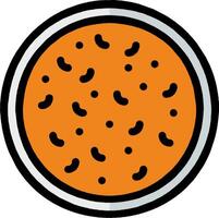 A round orange cookie with black dots on it vector