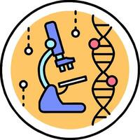 A microscope and dna are in a circle vector