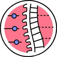 A pink and blue circle with a line of dots vector