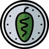 A green pepper in a circle with a clock on it vector