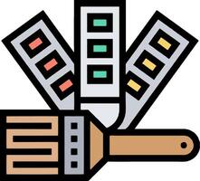 A paintbrush and a paint can with different colors vector
