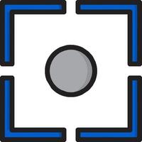 A square with a blue border and a black circle vector