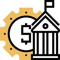 A bank building with a dollar sign and a clock vector