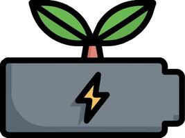 An icon of a battery with a plant growing out of it vector