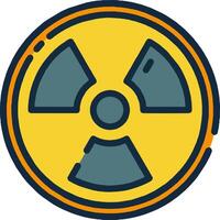 A radiation symbol in a circle vector