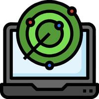 A laptop with a green target on it vector