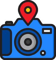 Camera icon with map marker vector