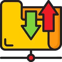A folder with an arrow pointing up and down vector