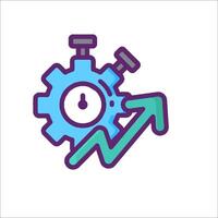 A gear wheel with an arrow pointing up vector