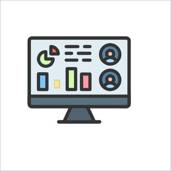 un computadora monitor con un grafico en eso vector