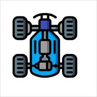 A blue car with four wheels on it vector