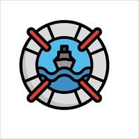 A life preserver with a ship in the water vector
