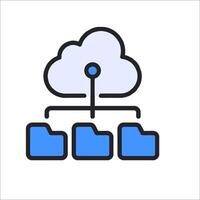 A cloud with files on it and a blue icon vector