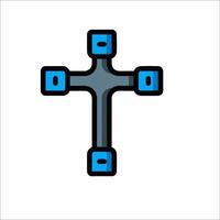 A cross with four squares on it vector