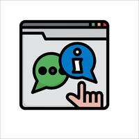 A hand pointing to a chat box with a speech bubble vector