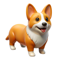 Cute corgi dog 3d illustration isolated on the transparent background png